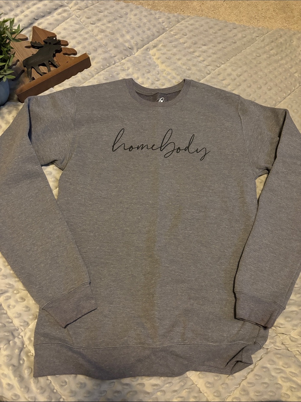 2-$30 or 1-$20 Homebody Script Crewneck Sweatshirt - Gray